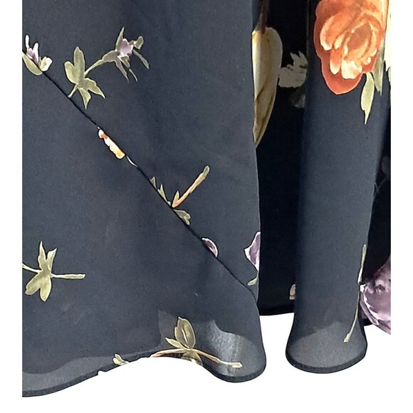 90s Alyn Paige Dress Black Floral Sleeveless Maxi Made In USA - Picture 10 of 11